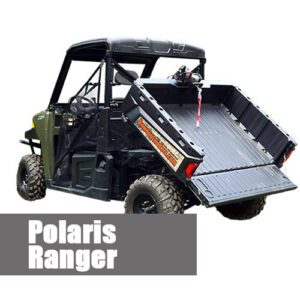Polaris Ranger utility vehicle with open bed.
