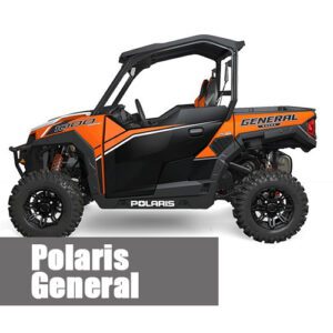 Orange and black Polaris General ATV.